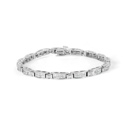 14K White Gold 2.0 Cttw Baguette and Princess-Cut Diamond Tennis Bracelet (H-I Color, SI1-SI2 Clarity) - 7&quot;