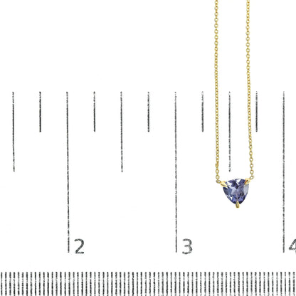 14k Yellow Gold 3-Prong Martini Set Blue Tanzanite Trillion Solitaire 18&quot; Pendant Necklace