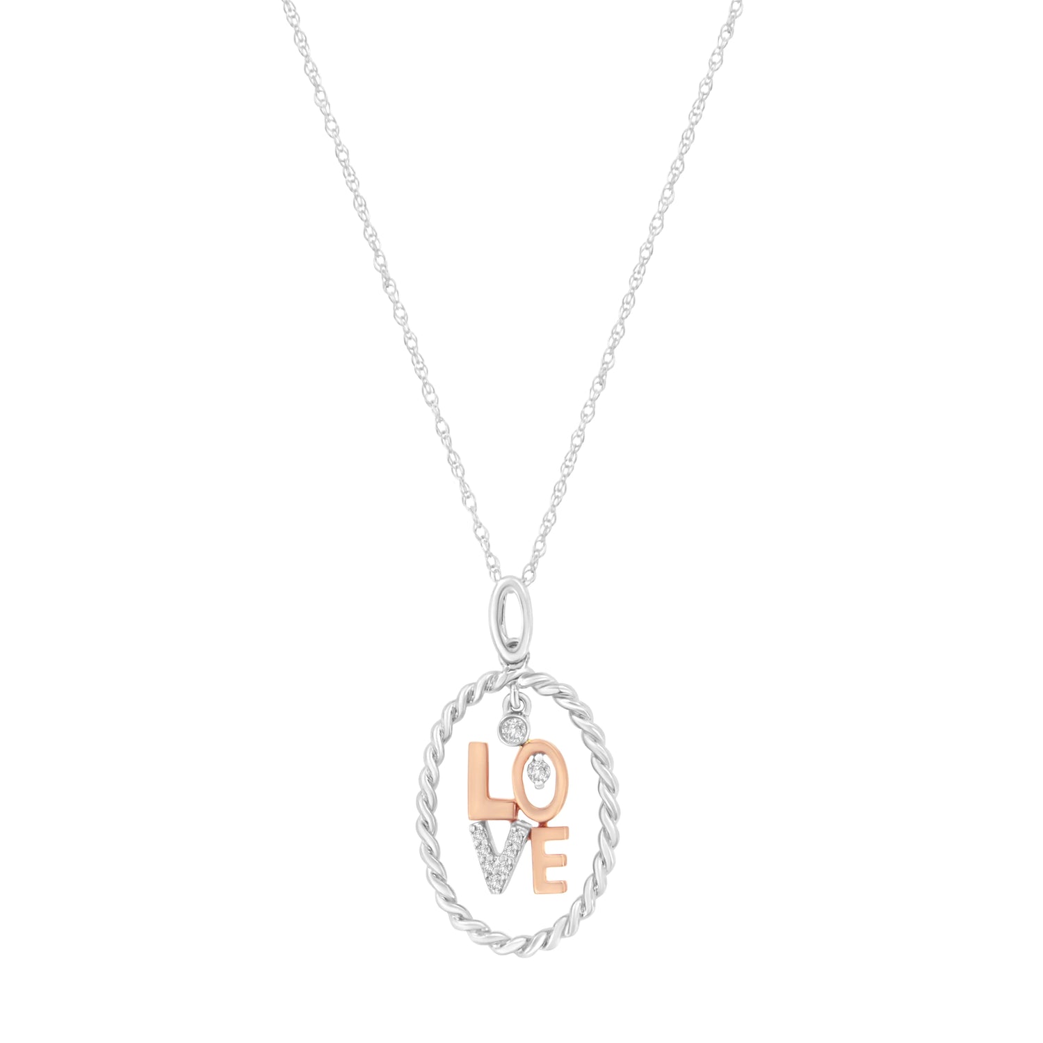 14KT Two-Tone Gold Diamond Accent Love Pendant Necklace (J-K, SI2-I1)