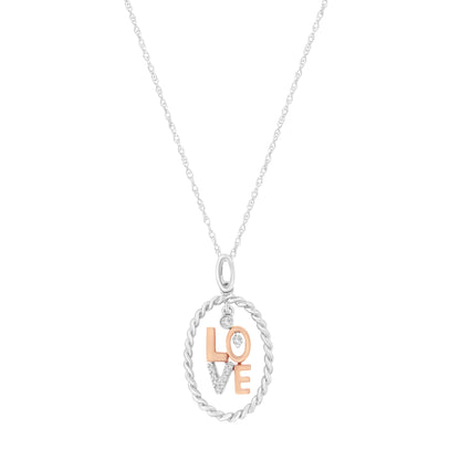 14KT Two-Tone Gold Diamond Accent Love Pendant Necklace (J-K, SI2-I1)