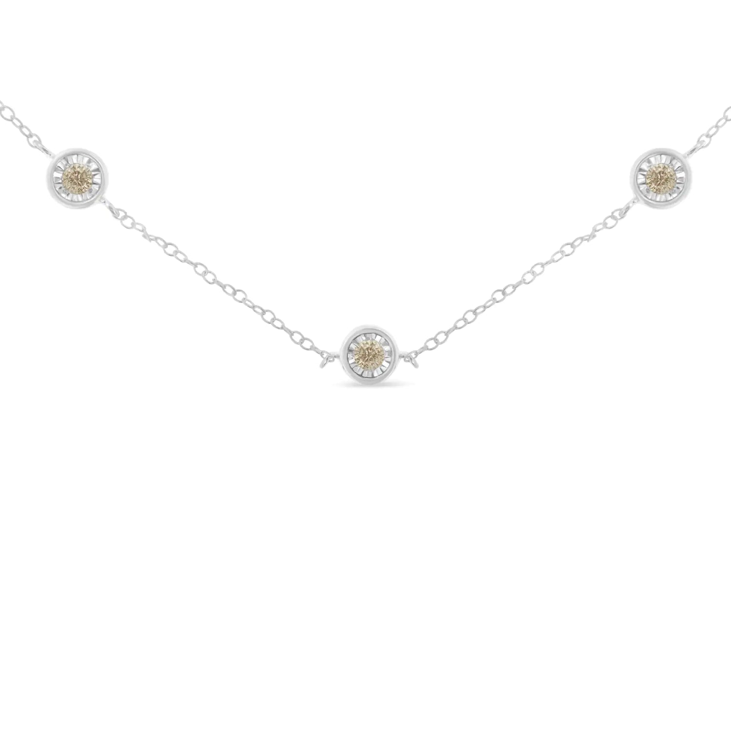 Sterling Silver Diamond Station Necklace (1/2 cttw, I-J Color, I1-I2 Clarity)