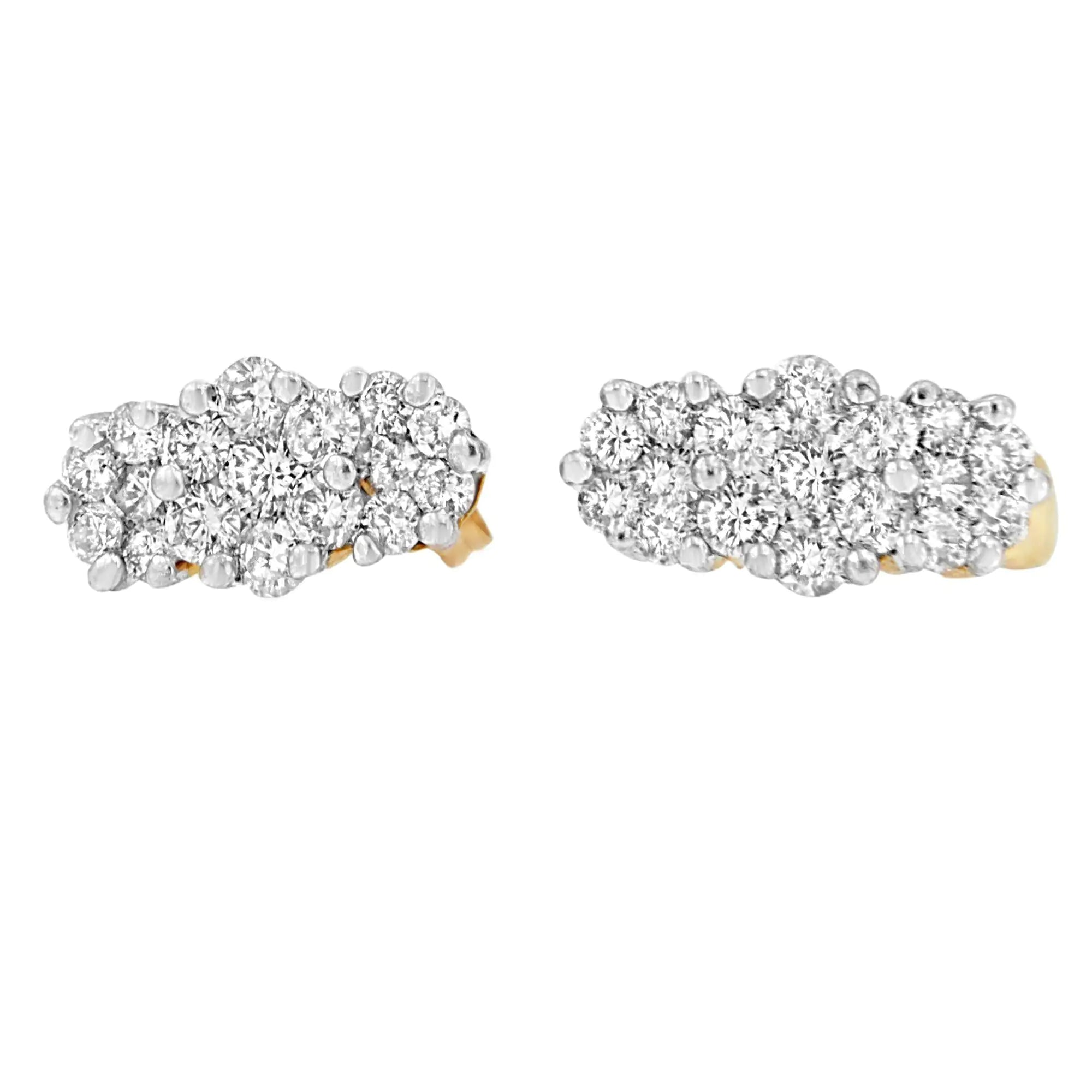 14K Yellow Gold 2 1/20 cttw Round Cut Diamond Cluster Earrings (I-J, I1-I2)