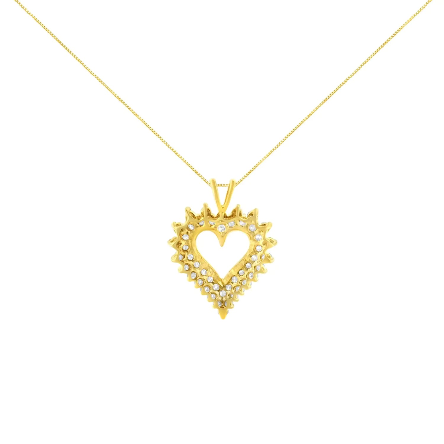 14K Yellow Gold Plated .925 Sterling Silver Brilliant-Cut Diamond Open Heart 18&quot; Pendant Necklace (K-L Color, I1-I2 Clarity)