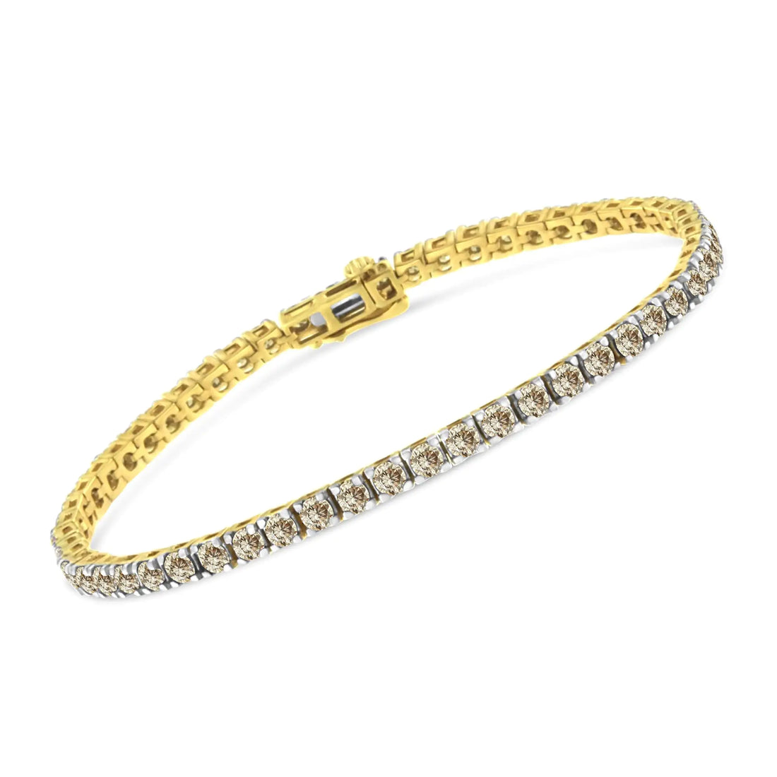 14K Yellow Gold Plated .925 Sterling Silver 5.00 cttw 4-Prong Set Brilliant Round-Cut Diamond Classic Tennis Bracelet (J-K Color, I2-I3 Clarity) - Size 7.25&quot;