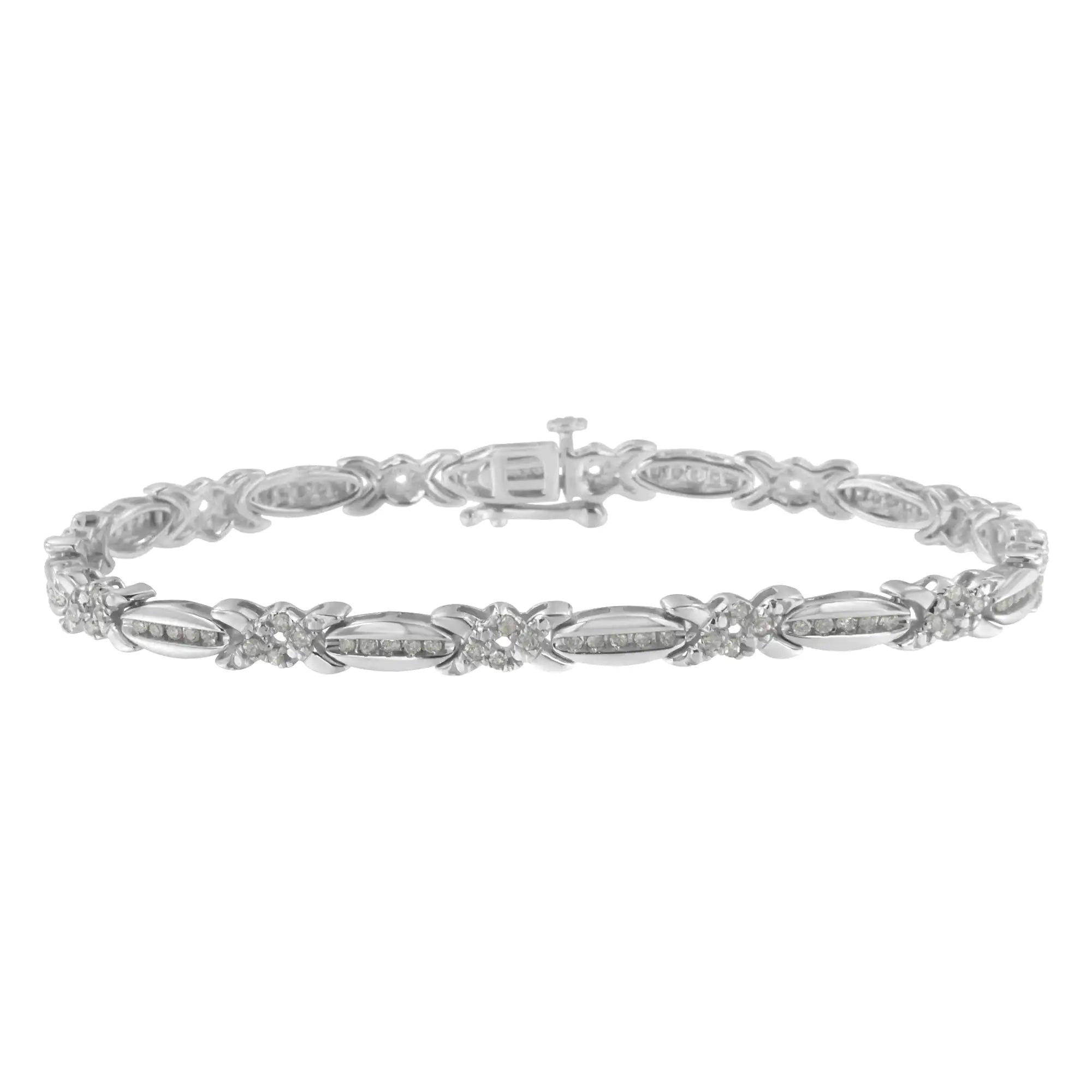 Sterling Silver Diamond X-Link Tennis Bracelet (1 cttw, I-J Color, I3 Clarity)