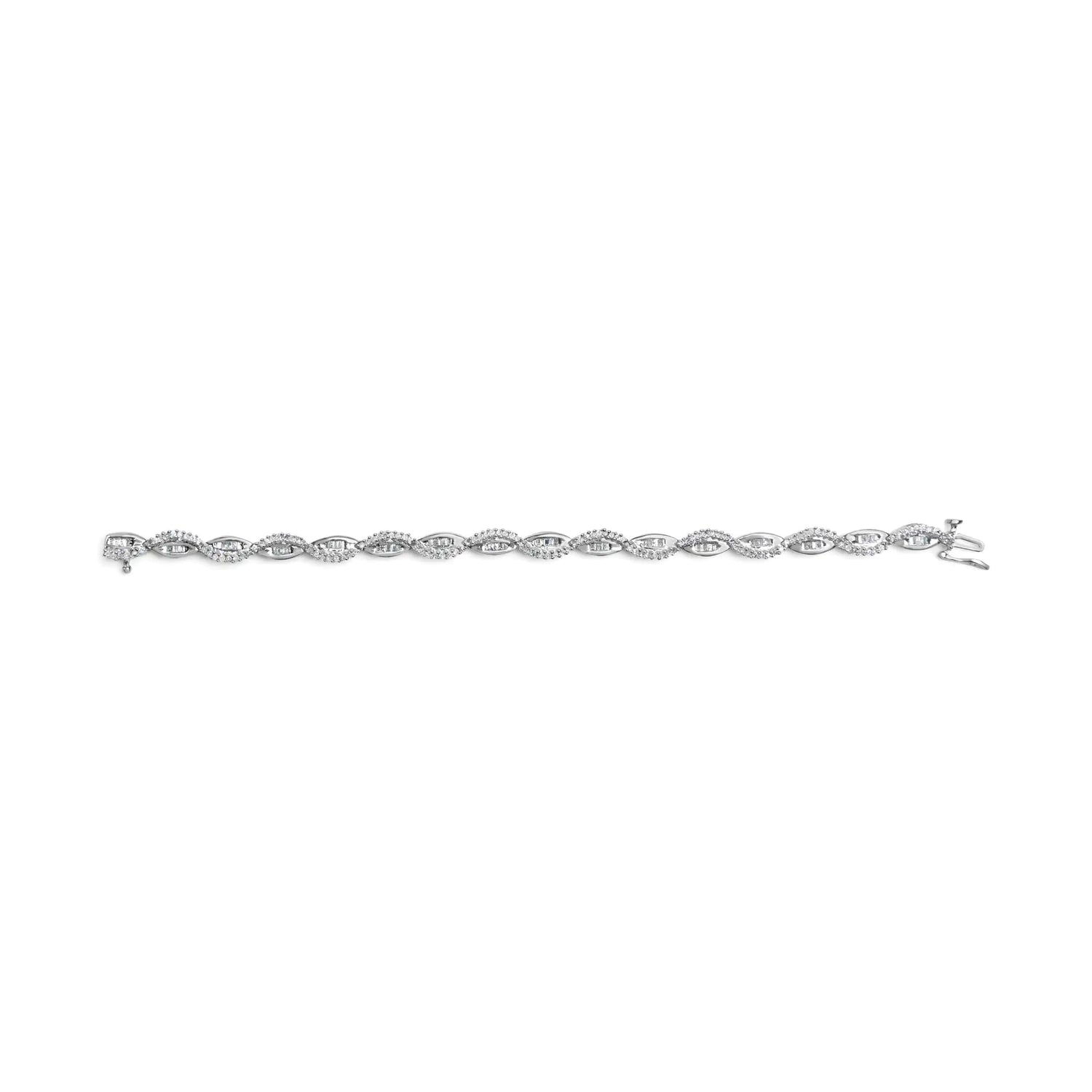 14K White Gold 2.00 Cttw Diamond Swirl and Pear Shape Link Bracelet (I-J Color, I2-I3 Clarity) - 7&quot;