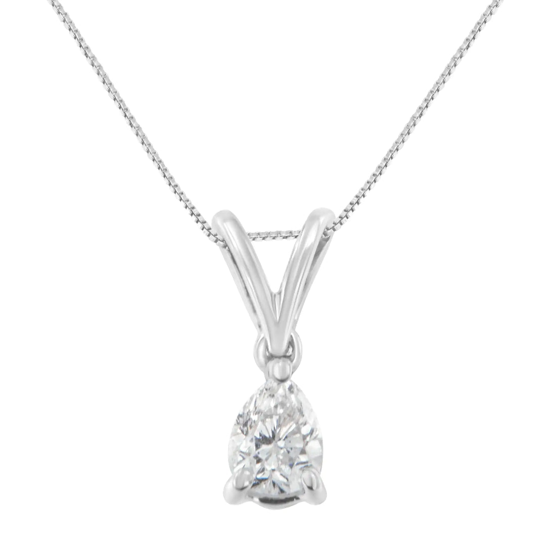 10K White Gold 1/5 cttw Diamond Pear Pendant Necklace (H-I, SI1-SI2)