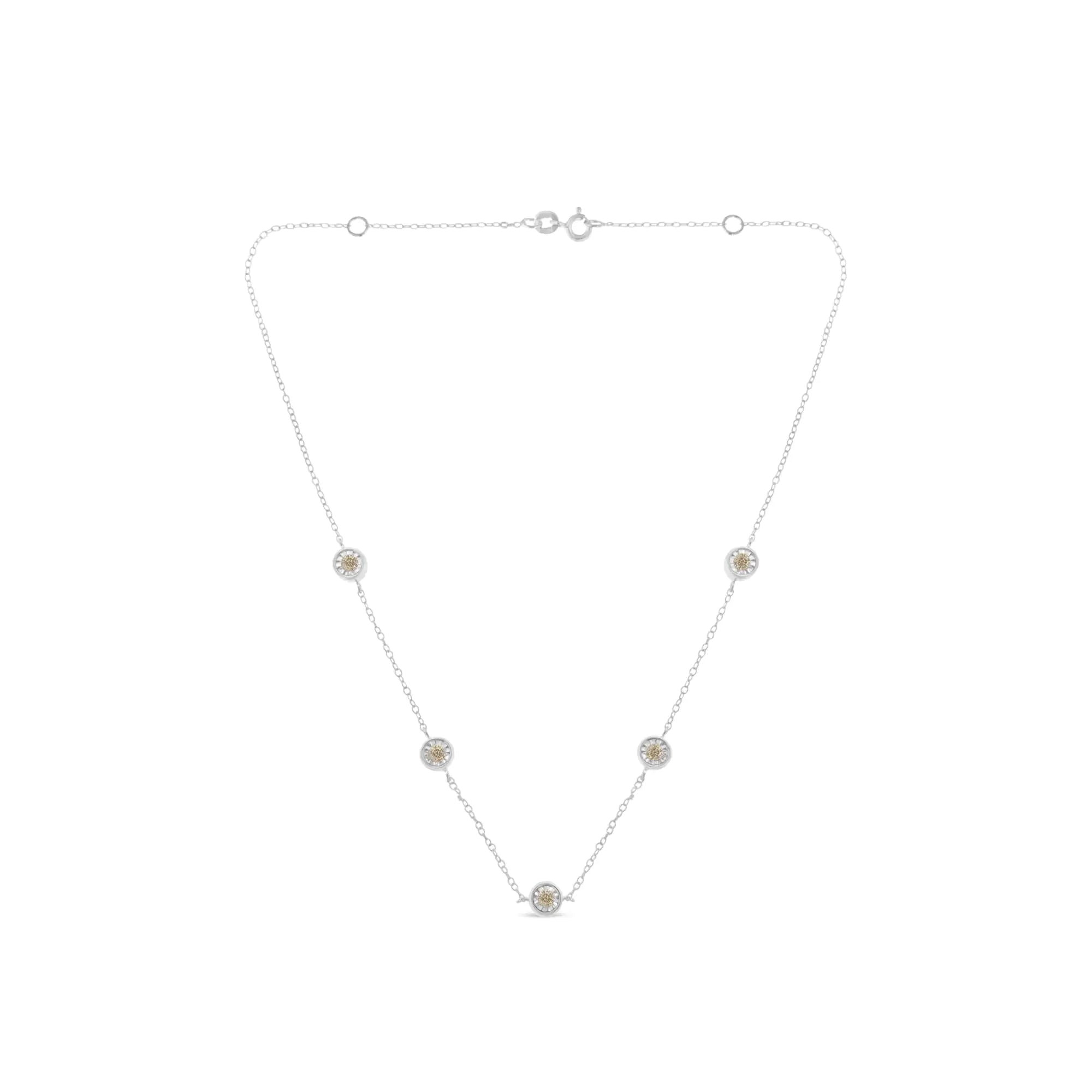 Sterling Silver Diamond Station Necklace (1/2 cttw, I-J Color, I1-I2 Clarity)