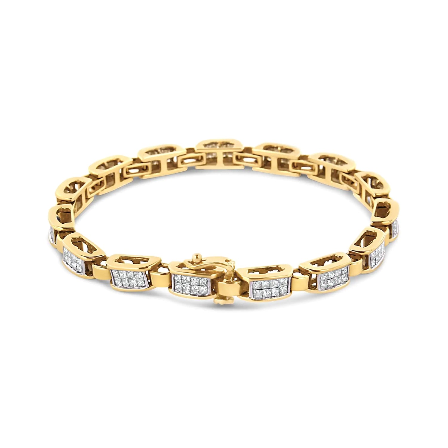 14K Yellow Gold 2 1/2 Cttw Princess-Cut Diamond Link Tennis Bracelet (H-I Color, SI2-I1 Clarity) - 7.25&quot;