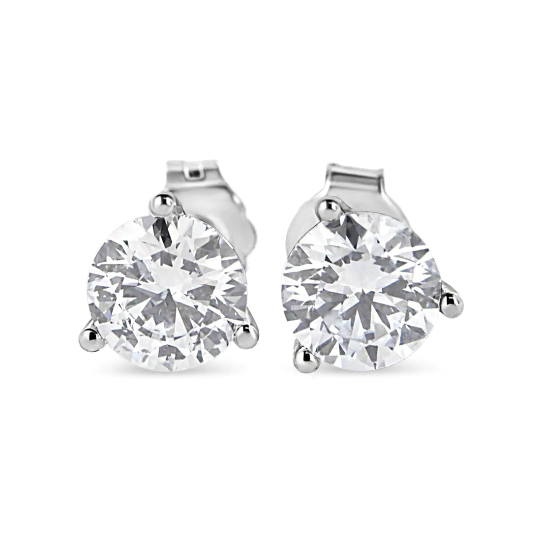 14K White Gold 2.0 Cttw 3-Prong Martini Set Brilliant Round-Cut Solitaire Lab Grown Diamond Screwback Stud Earrings (F-G Color, VS2-SI1 Clarity)