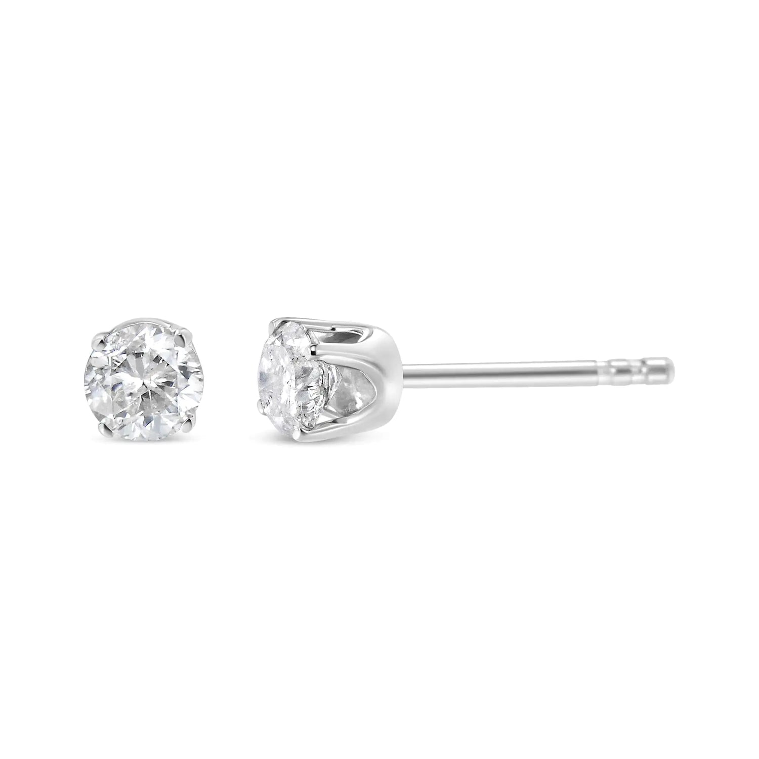 AGS Certified 14K White Gold 1.0 Cttw 4-Prong Set Brilliant Round-Cut Solitaire Diamond Push Back Stud Earrings (G-H Color, SI2-I1 Clarity)