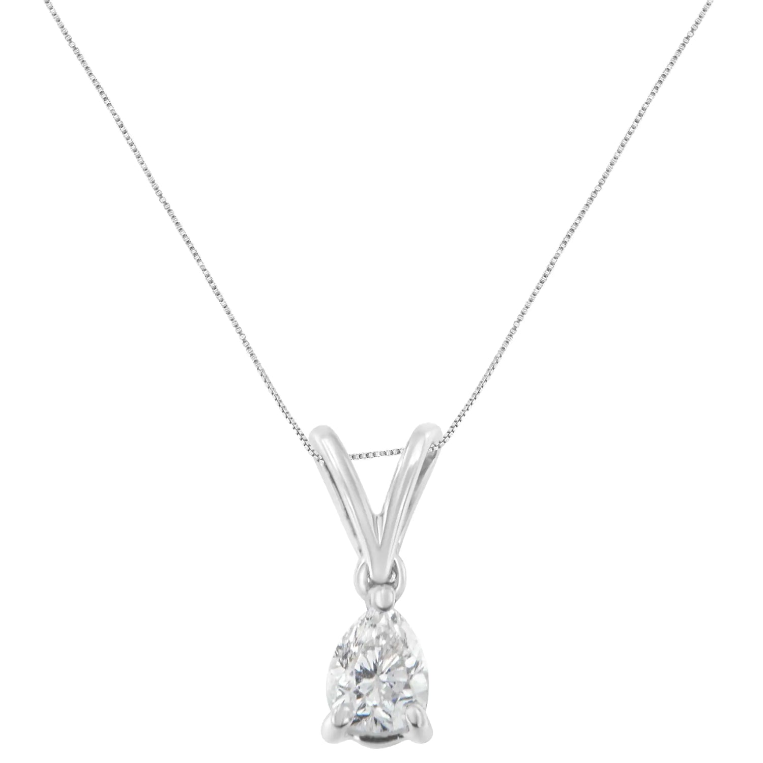 10K White Gold 1/5 cttw Diamond Pear Pendant Necklace (H-I, SI1-SI2)