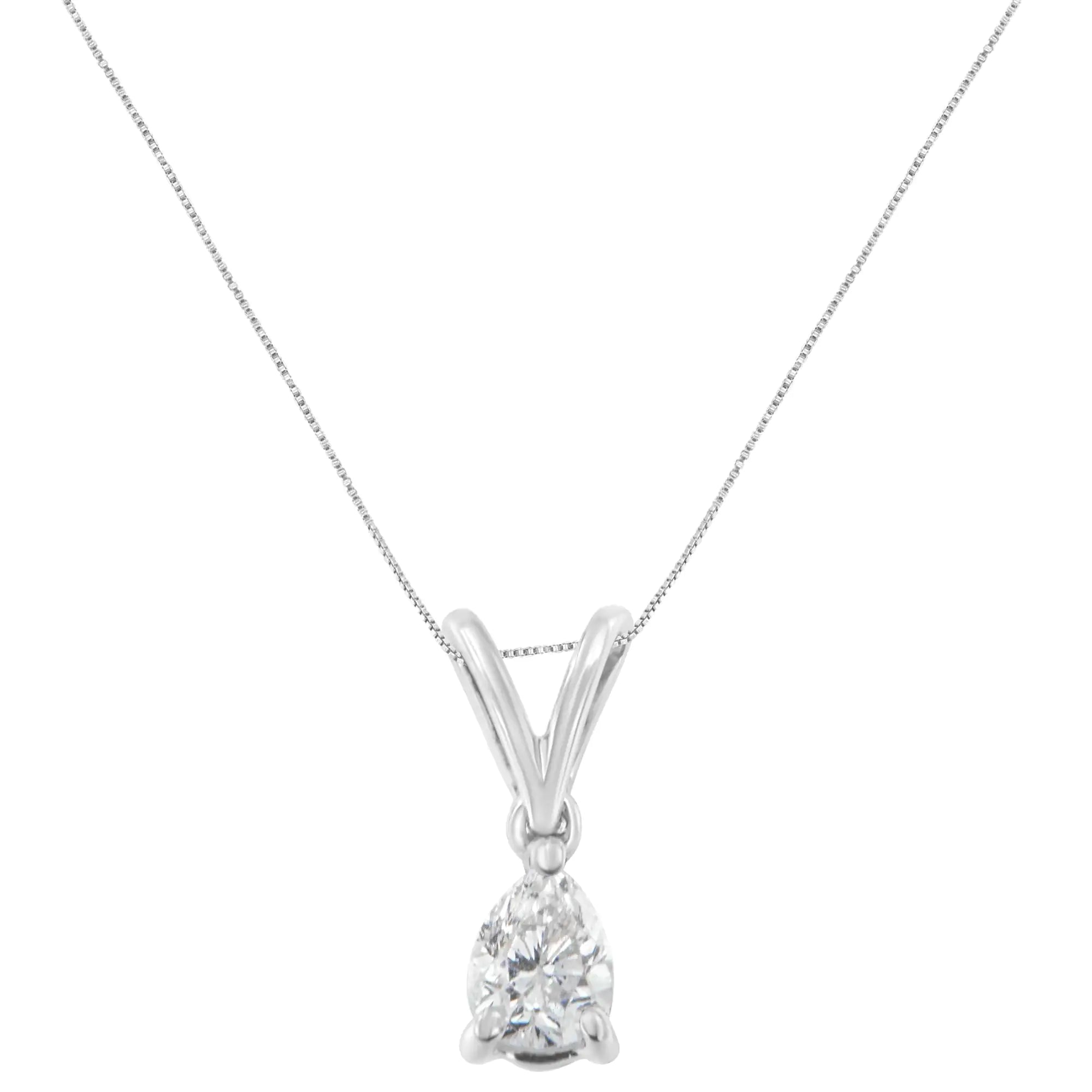 10K White Gold 1/5 cttw Diamond Pear Pendant Necklace (H-I, SI1-SI2)