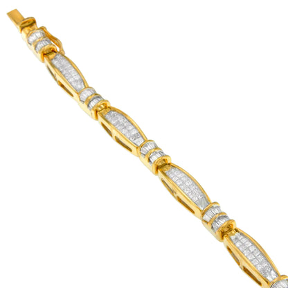 14K Yellow Gold Princess and Baguette Cut Diamond Beaded Bracelet (3.00 cttw, H-I Color, SI1-SI2 Clarity)