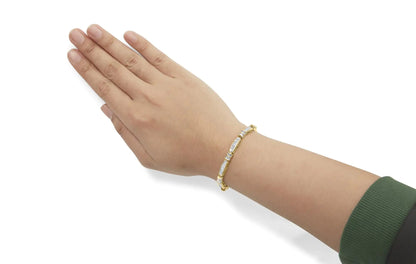 14K Yellow Gold Princess and Baguette Cut Diamond Beaded Bracelet (3.00 cttw, H-I Color, SI1-SI2 Clarity)