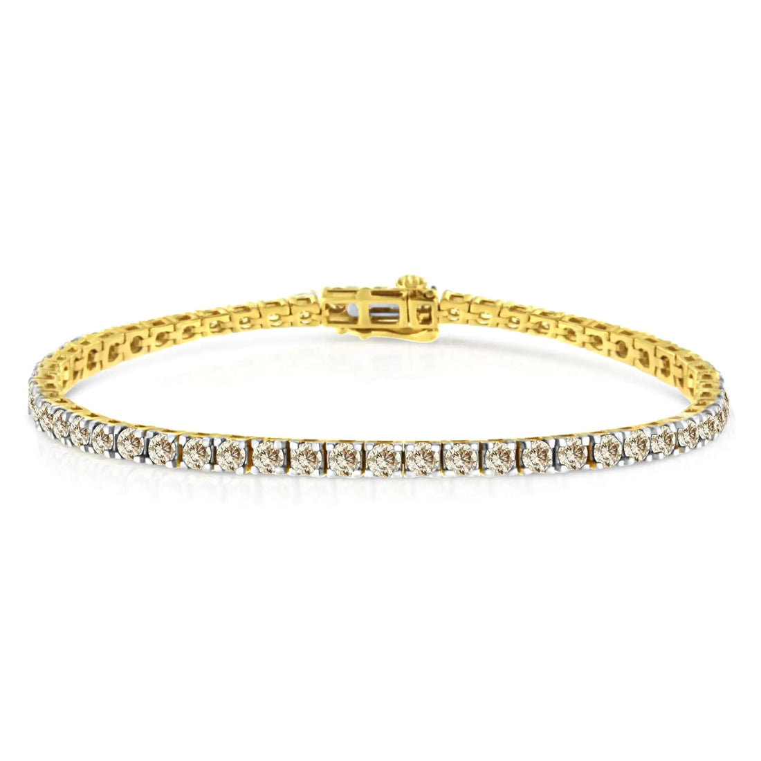 14K Yellow Gold Plated .925 Sterling Silver 5.00 cttw 4-Prong Set Brilliant Round-Cut Diamond Classic Tennis Bracelet (J-K Color, I2-I3 Clarity) - Size 7.25&quot;