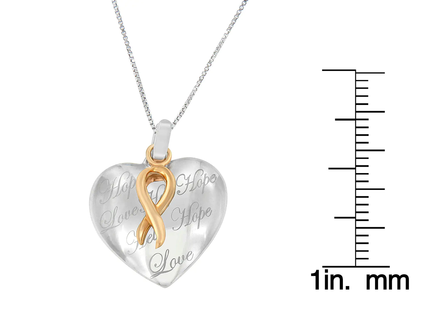 10K Yellow Gold Over Silver Heart Pendant Necklace