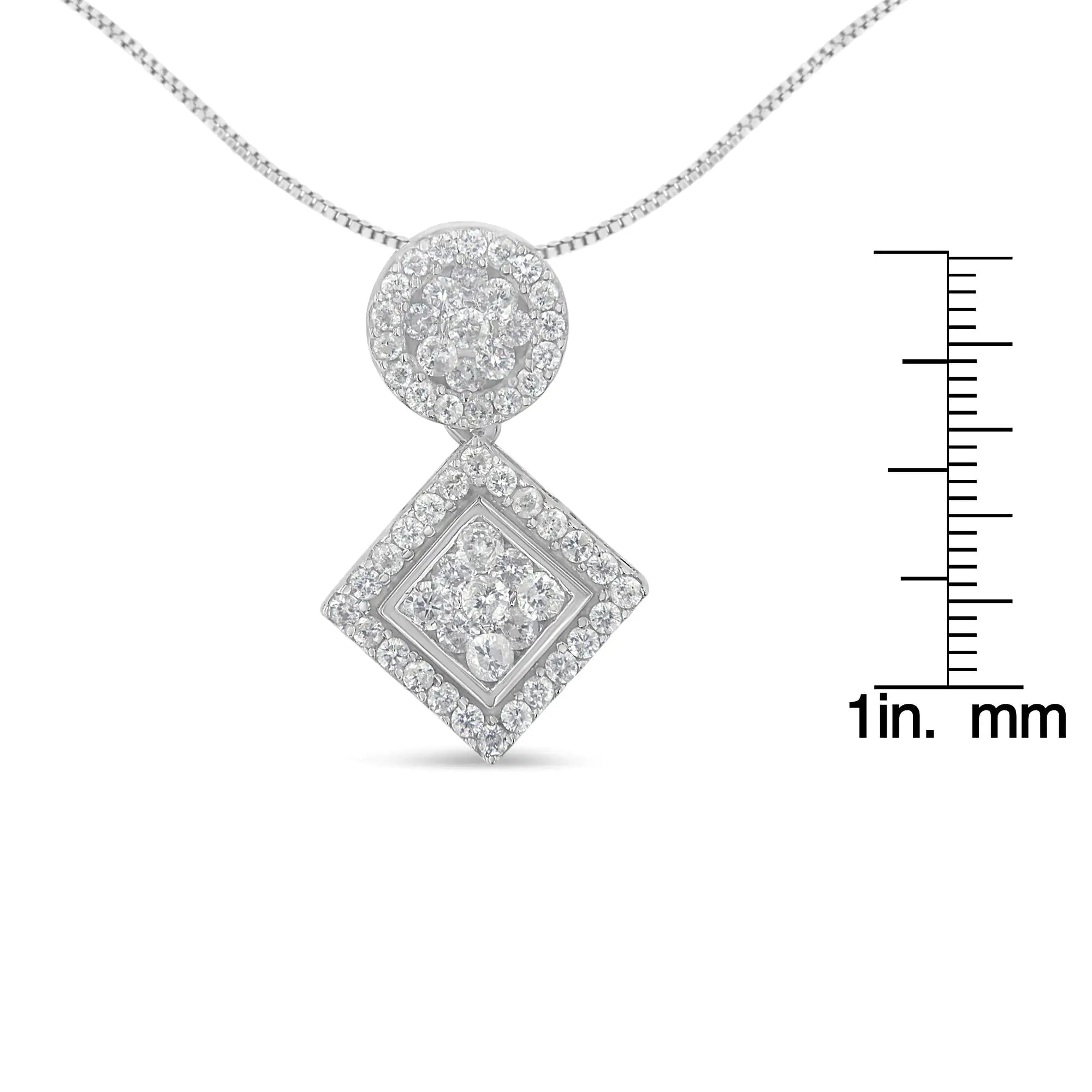 14K White Gold 1 cttw Diamond Pendant Necklace (H-I, I1-I2)