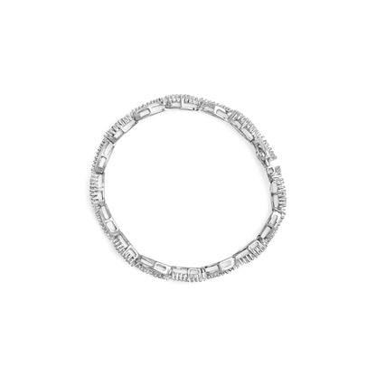 14K White Gold 2.00 Cttw Diamond Swirl and Pear Shape Link Bracelet (I-J Color, I2-I3 Clarity) - 7&quot;