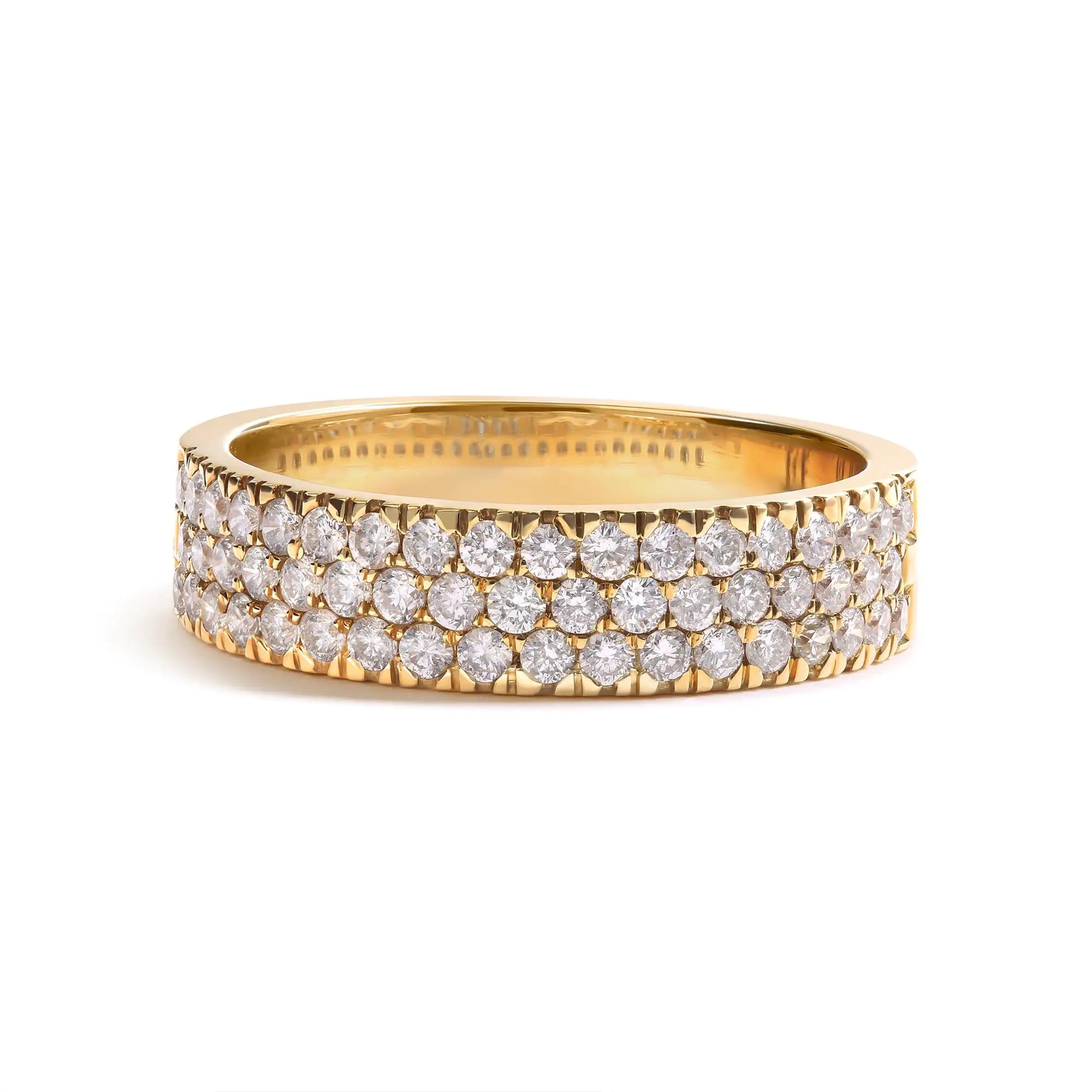 14K Yellow Gold Pave Set 3/4 cttw Multi Row Diamond Band Ring  (H-I Color, SI2-I1 Clarity)