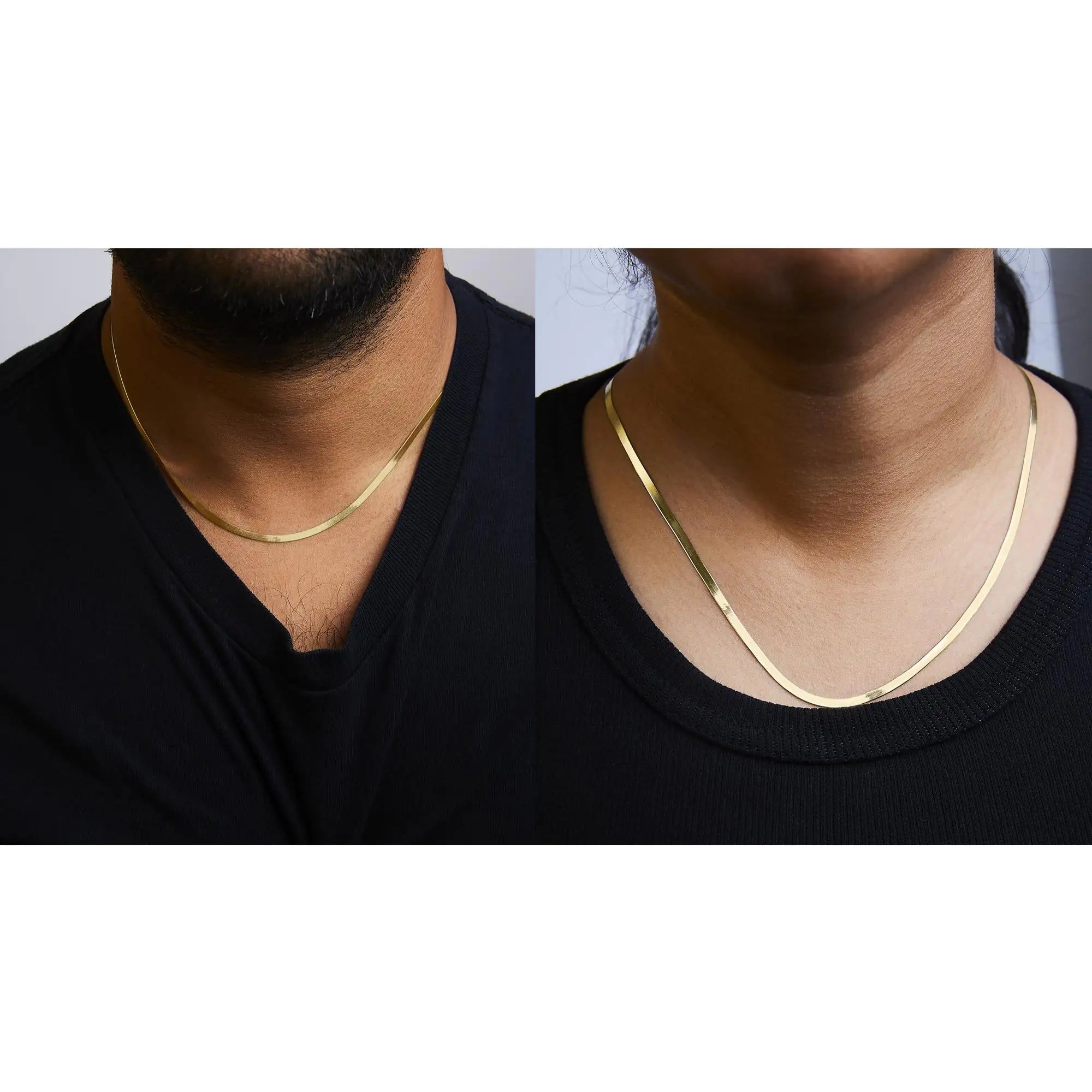 Unisex Solid 14K Gold 2.8mm Imperial Herringbone Chain Necklace