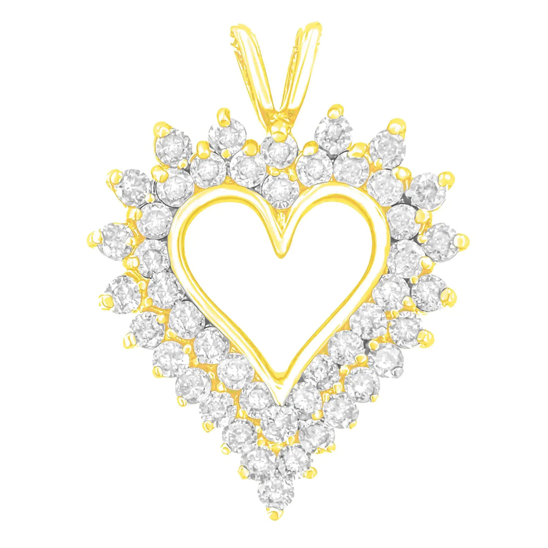 14K Yellow Gold Plated .925 Sterling Silver Brilliant-Cut Diamond Open Heart 18&quot; Pendant Necklace (K-L Color, I1-I2 Clarity)