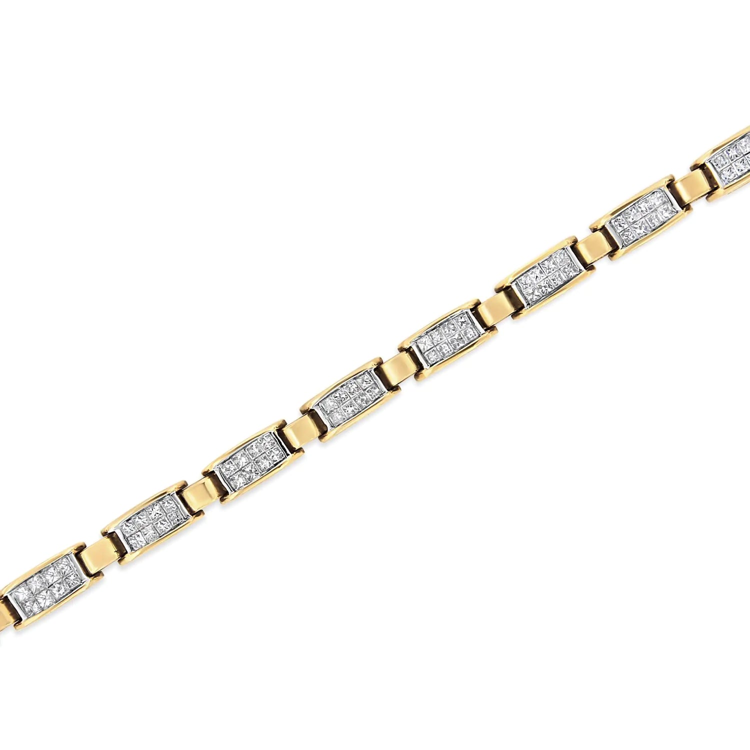 14K Yellow Gold 2 1/2 Cttw Princess-Cut Diamond Link Tennis Bracelet (H-I Color, SI2-I1 Clarity) - 7.25&quot;