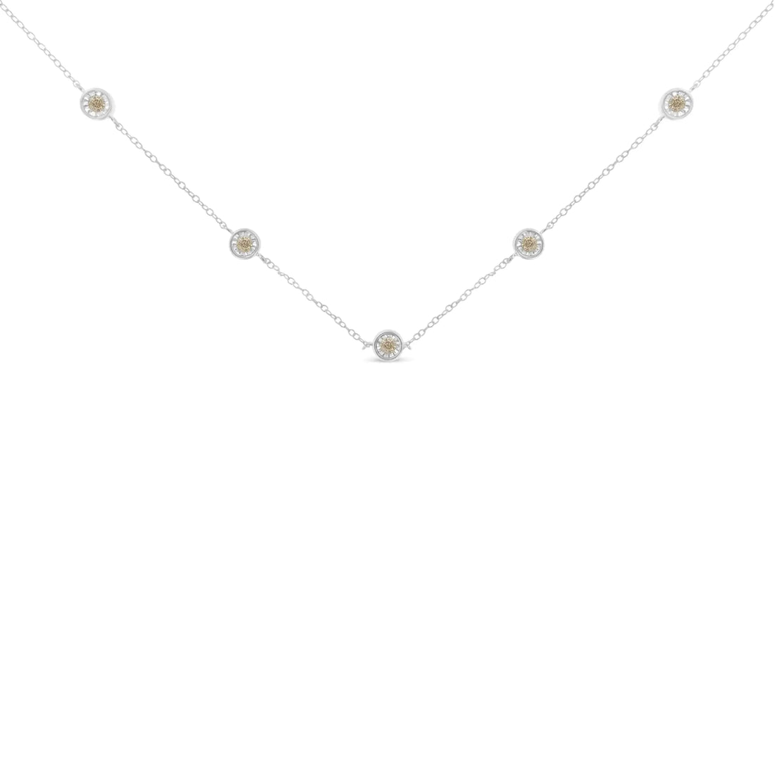 Sterling Silver Diamond Station Necklace (1/2 cttw, I-J Color, I1-I2 Clarity)