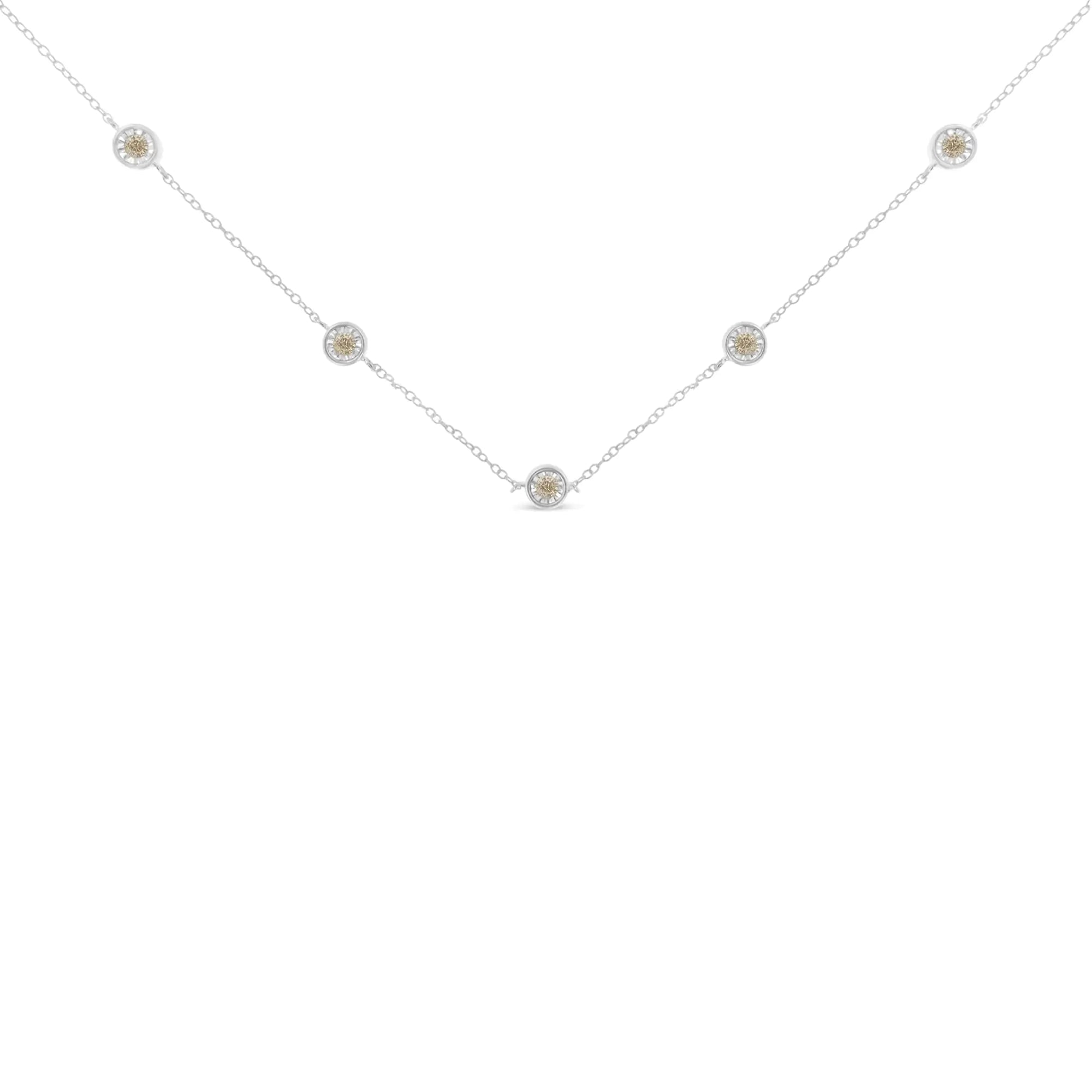 Sterling Silver Diamond Station Necklace (1/2 cttw, I-J Color, I1-I2 Clarity)