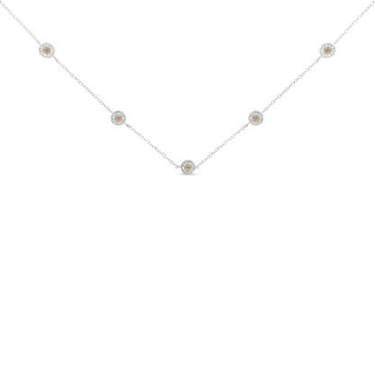 Sterling Silver Diamond Station Necklace (1/2 cttw, I-J Color, I1-I2 Clarity)