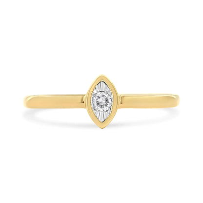 14K Yellow Gold Plated .925 Sterling Silver 1/20 Cttw Miracle Set Diamond Ring (J-K Color, I1-I2 Clarity)