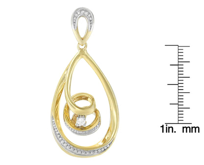 10K Gold Brilliant-Cut Diamond-Accented Open Teardrop Twisted Curl 18&quot; Pendant Necklace (J-K Color, I2-I3 Clarity) - Choice of Gold Colors (10K Yellow Gold)