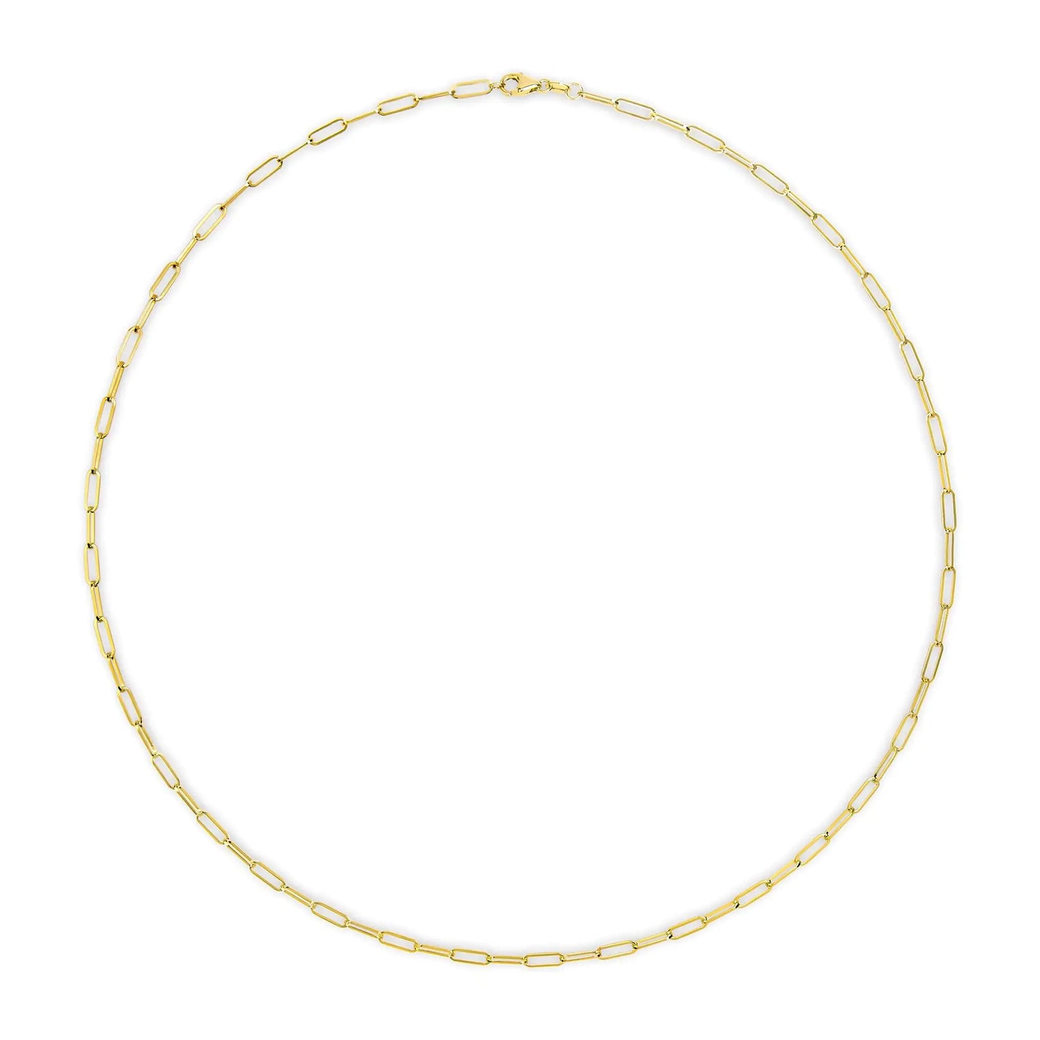 Unisex Solid 14K Gold 2.5mm Paperclip Chain Necklace