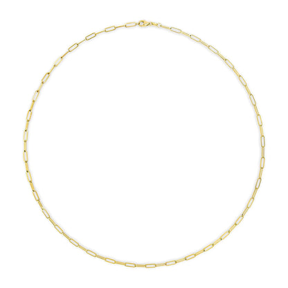 Unisex Solid 14K Gold 2.5mm Paperclip Chain Necklace