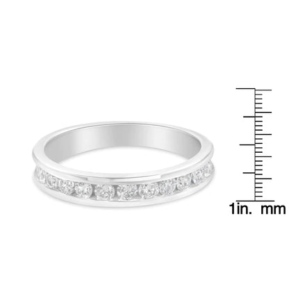 IGI Certified 1/2 Cttw Round Brilliant Cut Diamond 18K White Gold Channel Set Eternity Style Wedding Band Ring (H-I Color, I1-I2 Clarity)