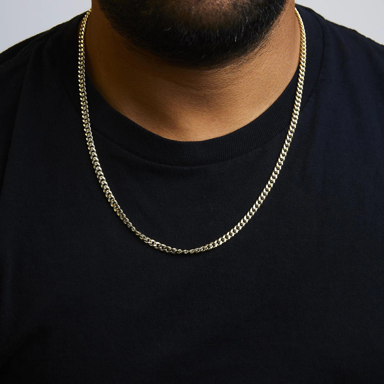 Semi-Solid 14K Yellow Gold 4.5mm Miami Cuban Chain Necklace - Unisex Chain