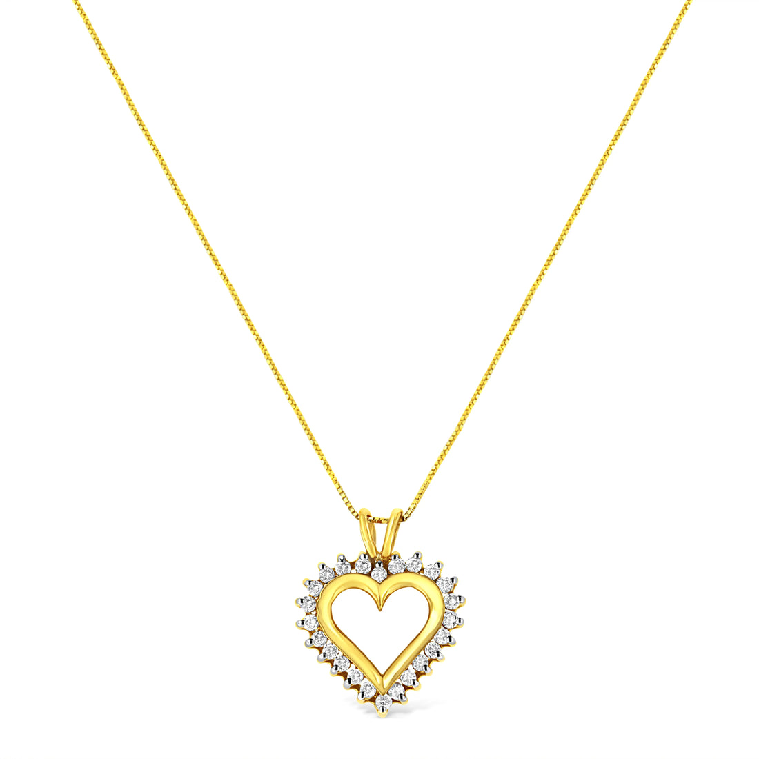 10KT Yellow Gold 1/2 cttw Diamond Open Heart Pendant (J-K, SI2-I1)