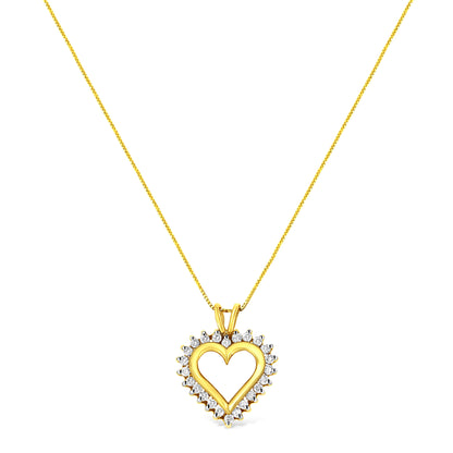 10KT Yellow Gold 1/2 cttw Diamond Open Heart Pendant (J-K, SI2-I1)