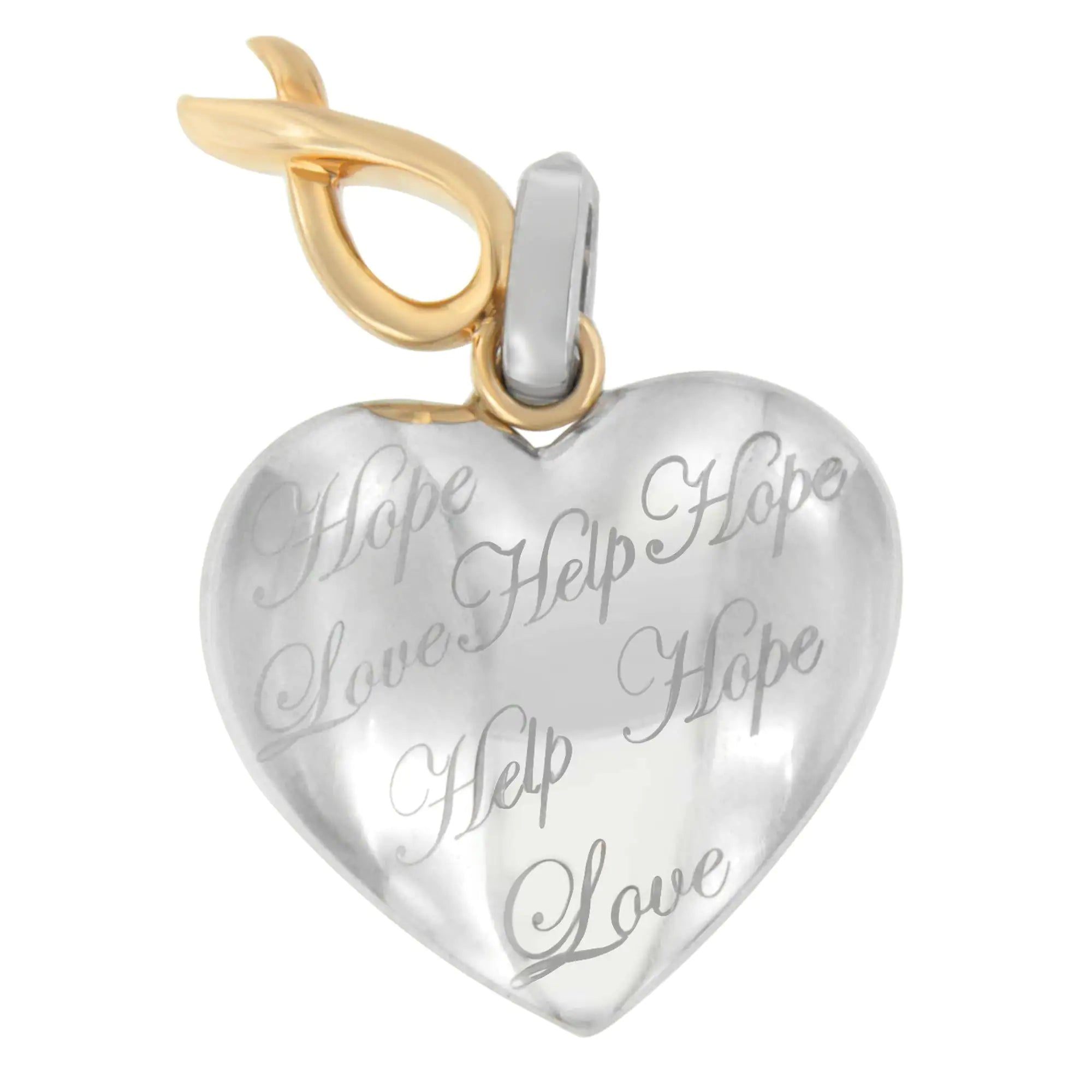 10K Yellow Gold Over Silver Heart Pendant Necklace