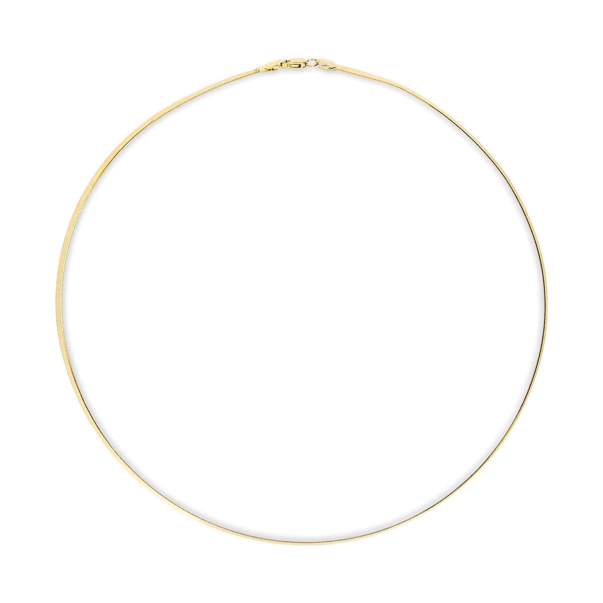 Unisex Solid 14K Gold 2.8mm Imperial Herringbone Chain Necklace