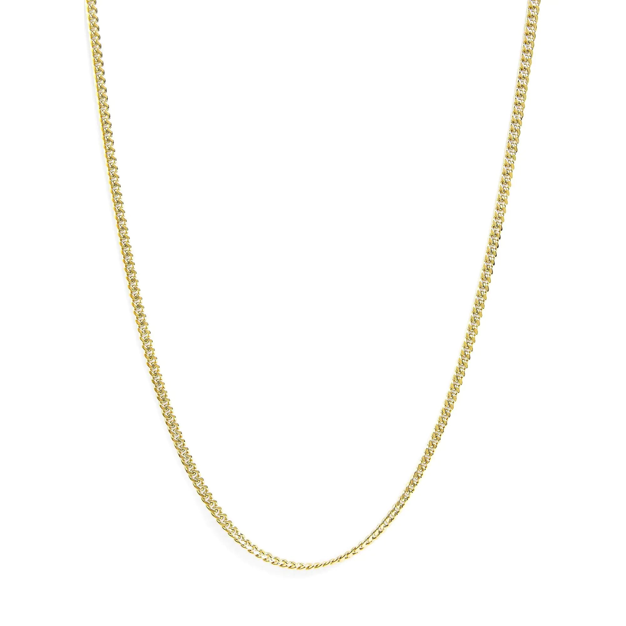 Semi-Solid 14K Yellow Gold 4.5mm Miami Cuban Chain Necklace - Unisex Chain