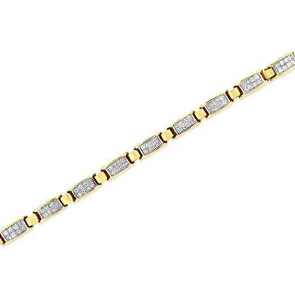 14K Yellow Gold 2 1/2 Cttw Princess-Cut Diamond Link Tennis Bracelet (H-I Color, SI2-I1 Clarity) - 7.25&quot;