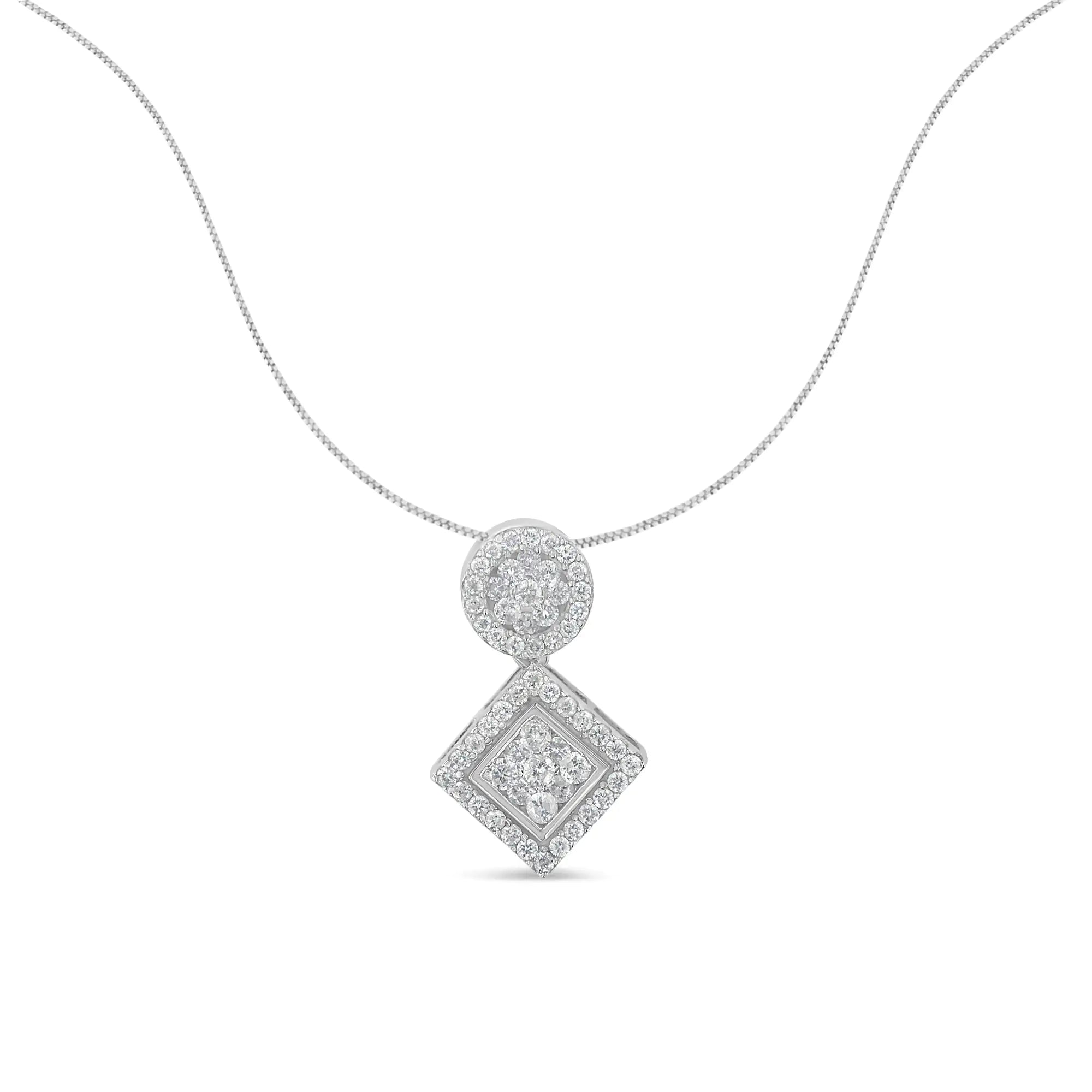 14K White Gold 1 cttw Diamond Pendant Necklace (H-I, I1-I2)