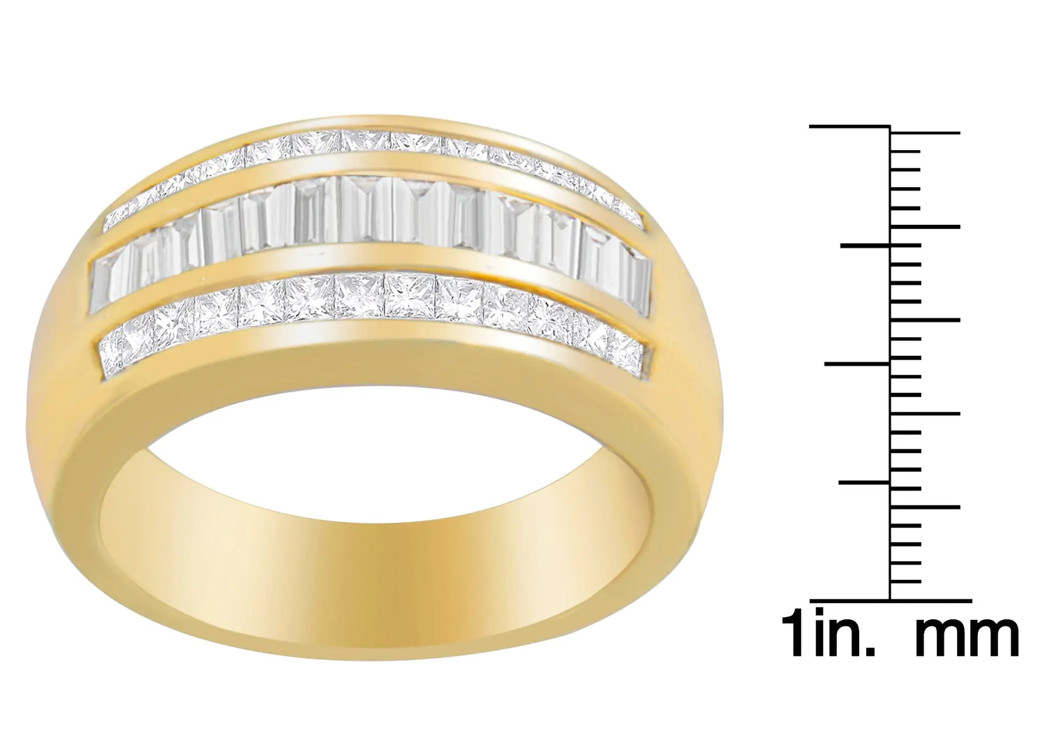 14K Yellow Gold 1ct. TDW Princess and Baguette-Cut Diamond Ring(H-I, SI1-SI2)