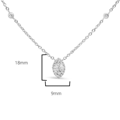 14K White Gold 1/3 Cttw Round Diamond Marquise Shaped Station Necklace - (H-I Color, SI1-SI2 Clarity) - 18&quot;